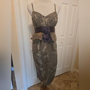 NWOT OBZEE  Silk Peplum Drrss Sz 4 (EU 40)